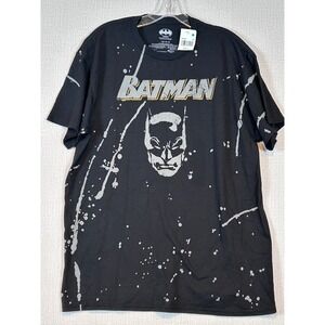 NWT Batman Mens Graphic T-Shirt Black Paint Splatter DC Comics Large Retro Movie